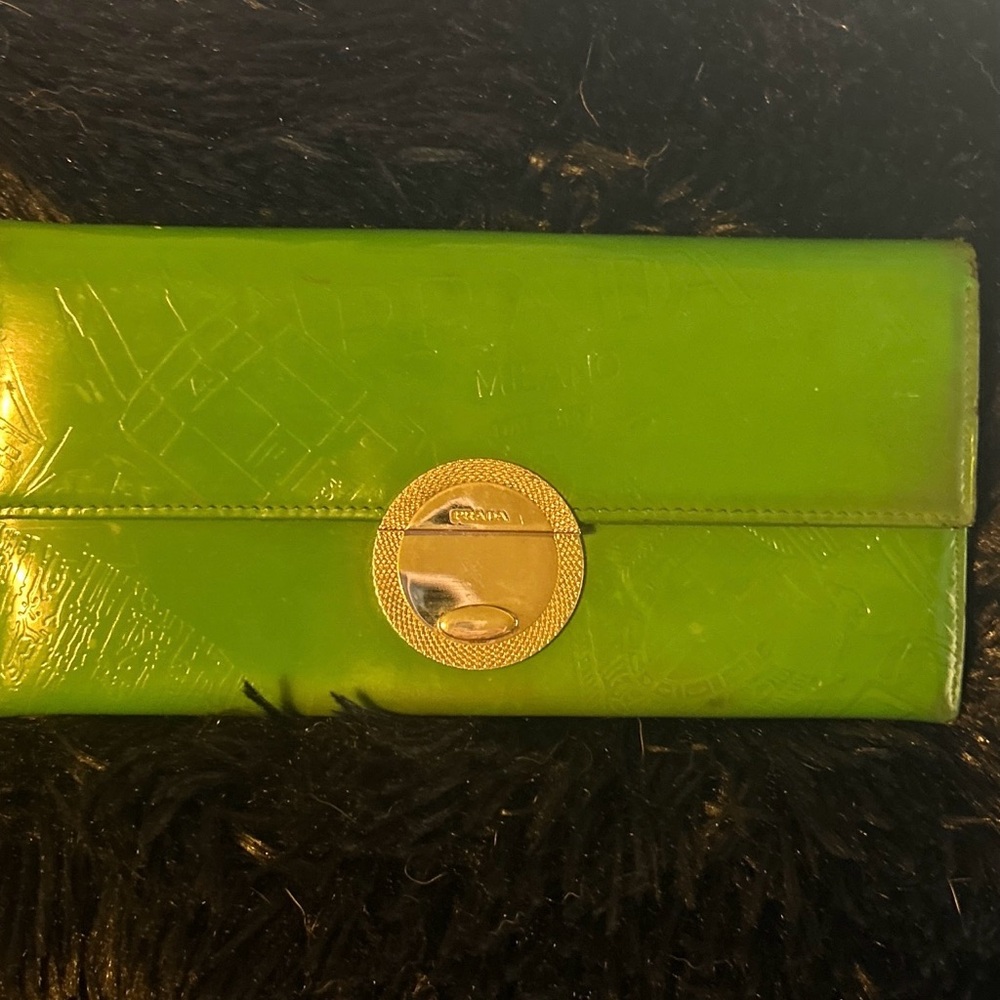 Prada Apple Green Patent Leather Wallet
